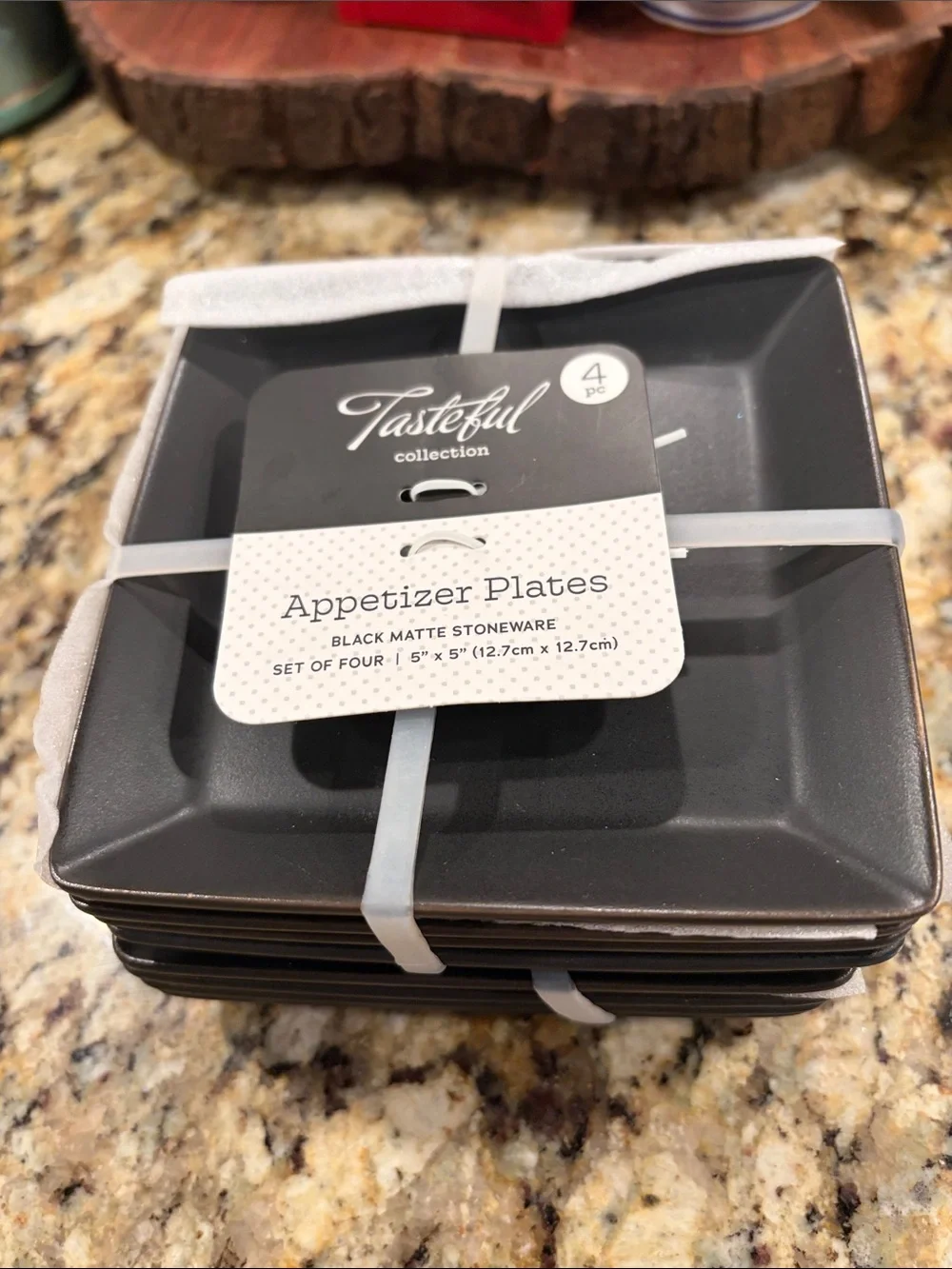 Black Matte Stoneware Appetizer Plates - Set of 8